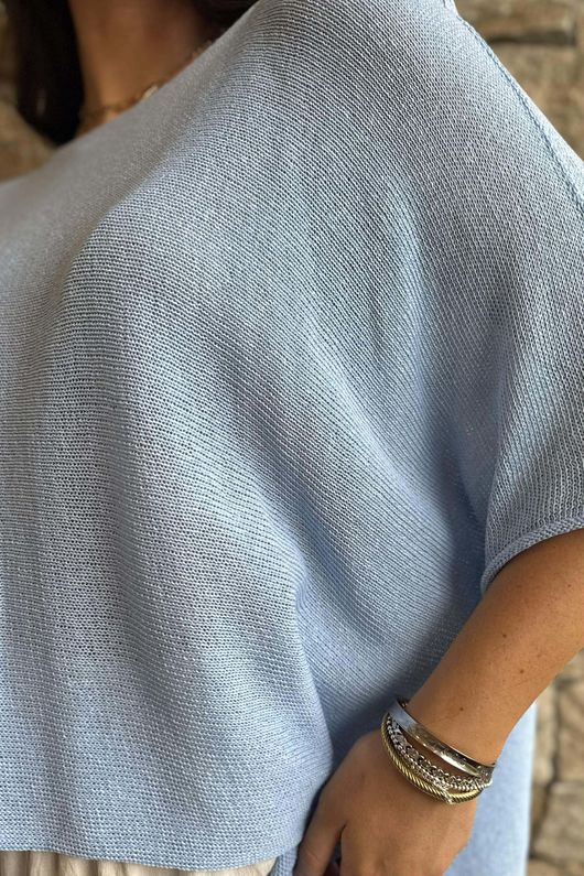 Conrad Boxy Cotton Knit Baby Blue